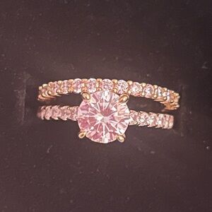 Certified 2.8 ctw Moissanite Diamond wedding Rings SET 1.5 ct center stone